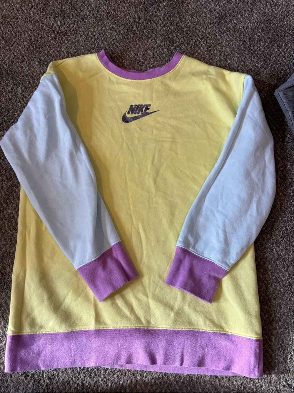 Nike Kids Yellow, Lavender & White Colorblock Crewneck Sweatshirt